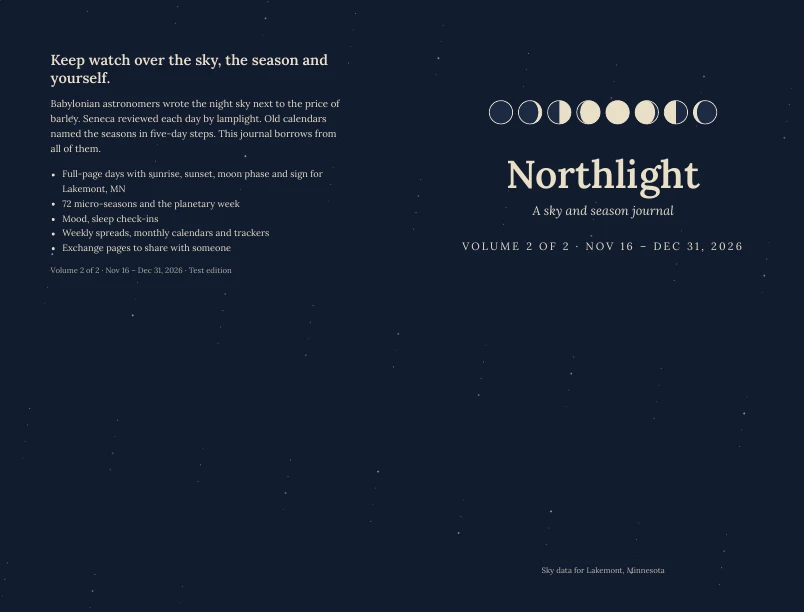 The wrap-around cover of volume 2 of 2 of a quarter book, with its own title block and date range.